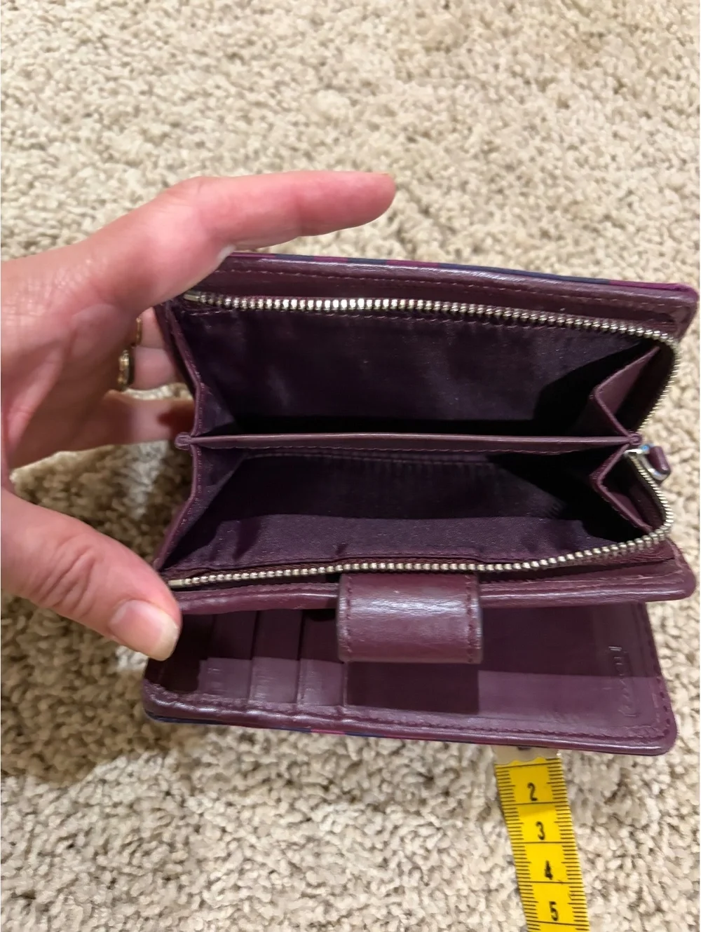 Coach Vintage Park Optic C Geometric Print Bordeaux Y2K Bifold Wallet French Zip